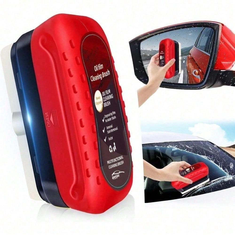 Make Your Windshield Crystal Clear With This Car Glass Cleaning Brush For Oil Film Removal Interior And Exterior Auto Glass Red, Windshield Cleaner, Auto Glass Brush, Car Detailing Tool, Cleaning Acce