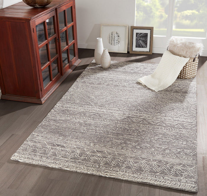 Mallorca Grey Area Rugs MRC-01 Grey 6 Sizes Hand Hooked Wool