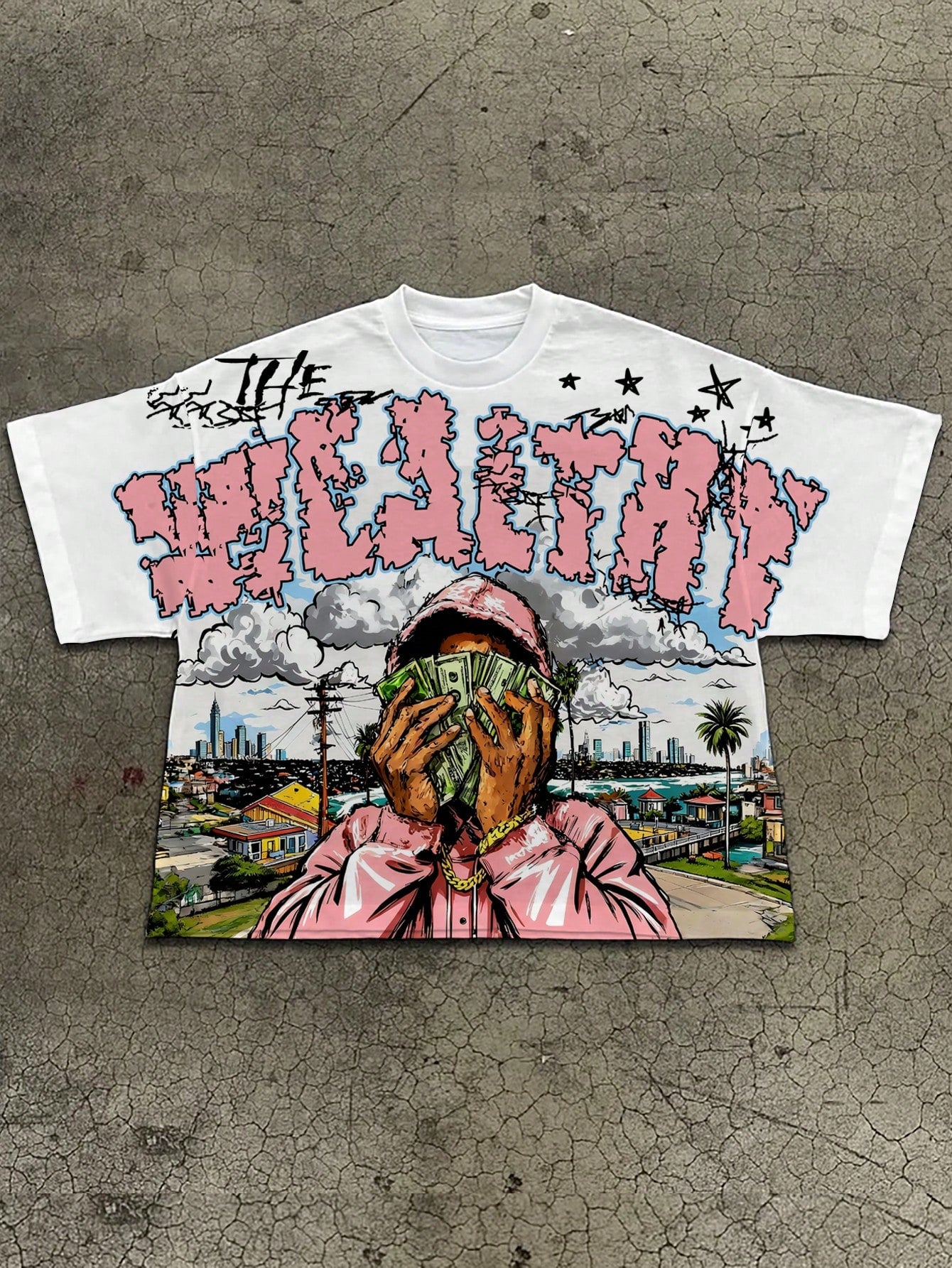 Manfinity EMRG Men's Casual Daily Wear, Essential For Outings, INS Style, Young Street Graffiti Loose Oversized Short T-Shirt