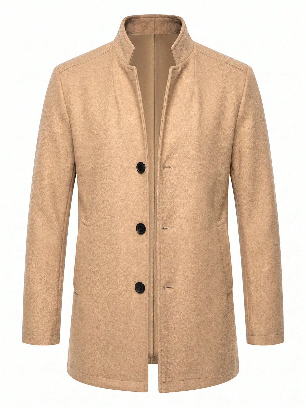 Manfinity Mode Men's Minimalist Button Long Sleeve Overcoat, Fashionable And Versatile