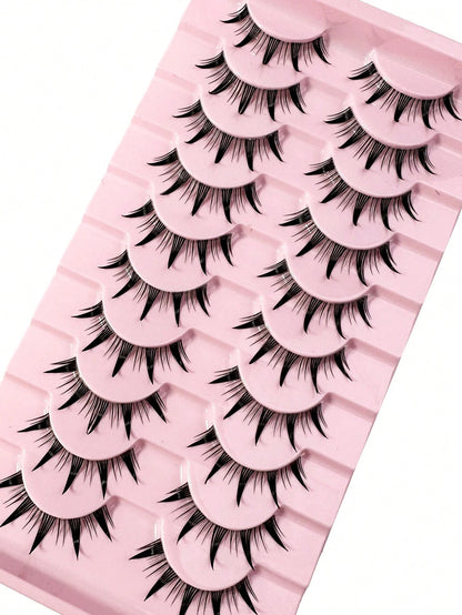 Manga Lashes Wet Look Thai Style Anime Cosplay False Eyelashes 18mm Spiky Thick Dramatic Doll Lashes Japanese Korean Lashes 10Pairs