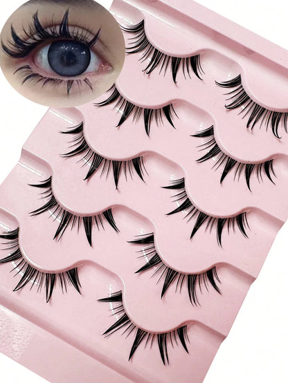 Manga Lashes Wet Look Thai Style Anime Cosplay False Eyelashes 18mm Spiky Thick Dramatic Doll Lashes Japanese Korean Lashes 10Pairs