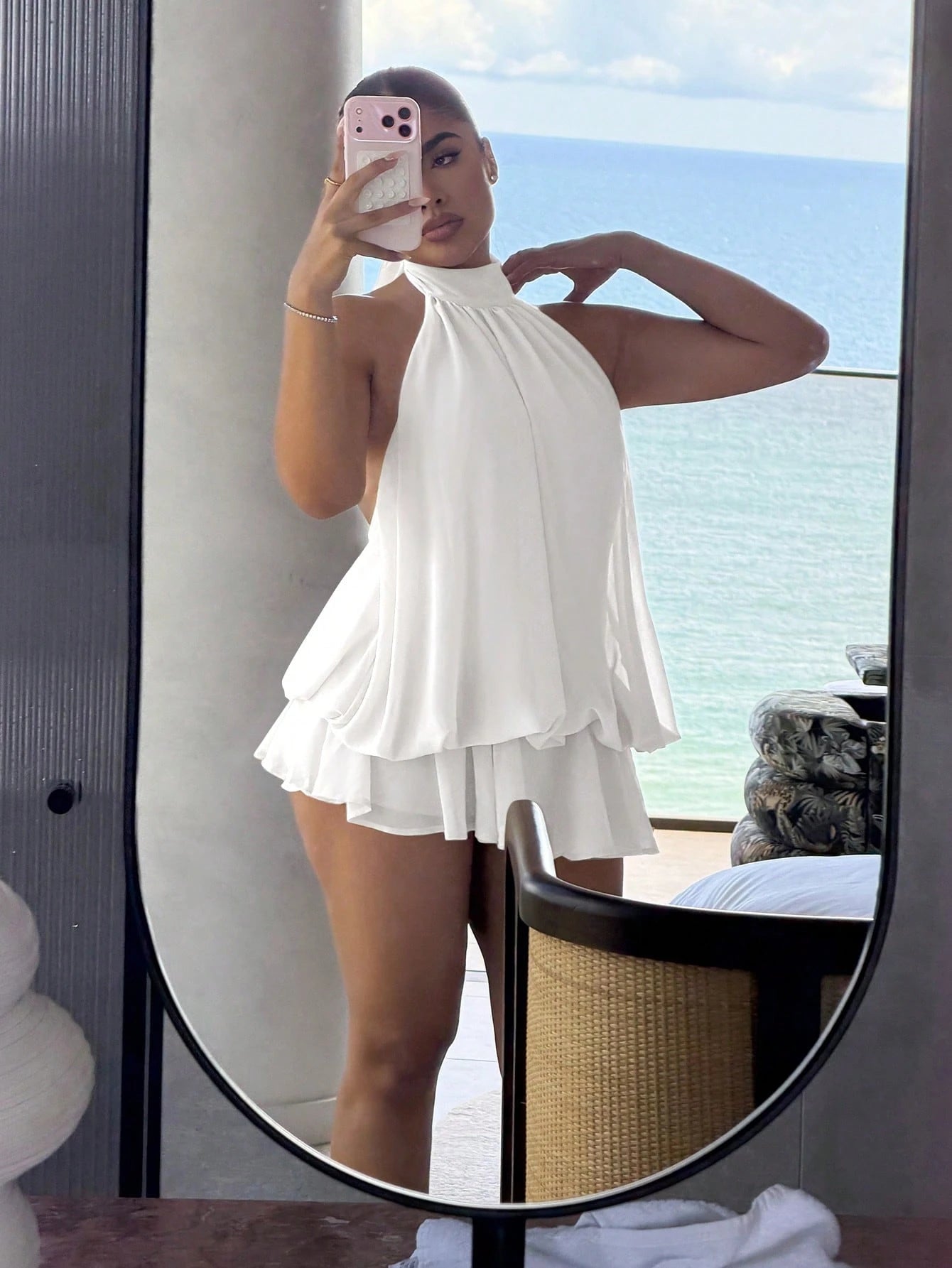 Maria Perezxox Women's Elegant Light Yellow Halter Tie Mini Dress,Party Dress,Elegant Dresses For Women,Party Dresses For Women
