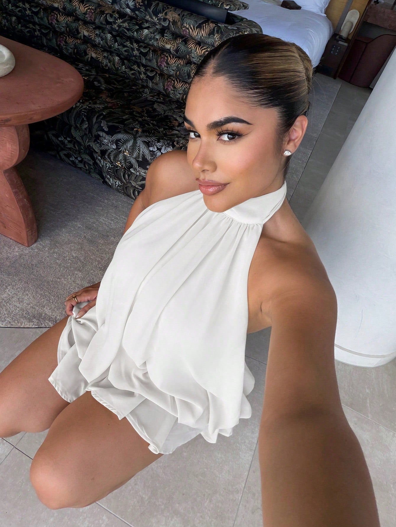 Maria Perezxox Women's Elegant Light Yellow Halter Tie Mini Dress,Party Dress,Elegant Dresses For Women,Party Dresses For Women