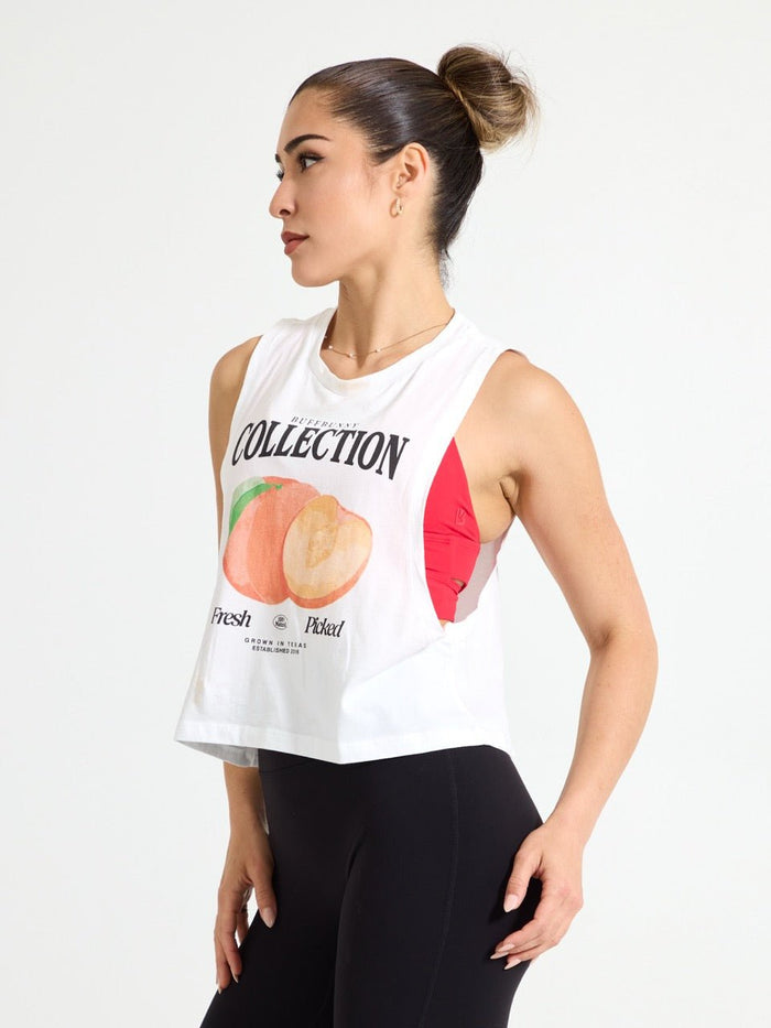 Market Crop Tank - White