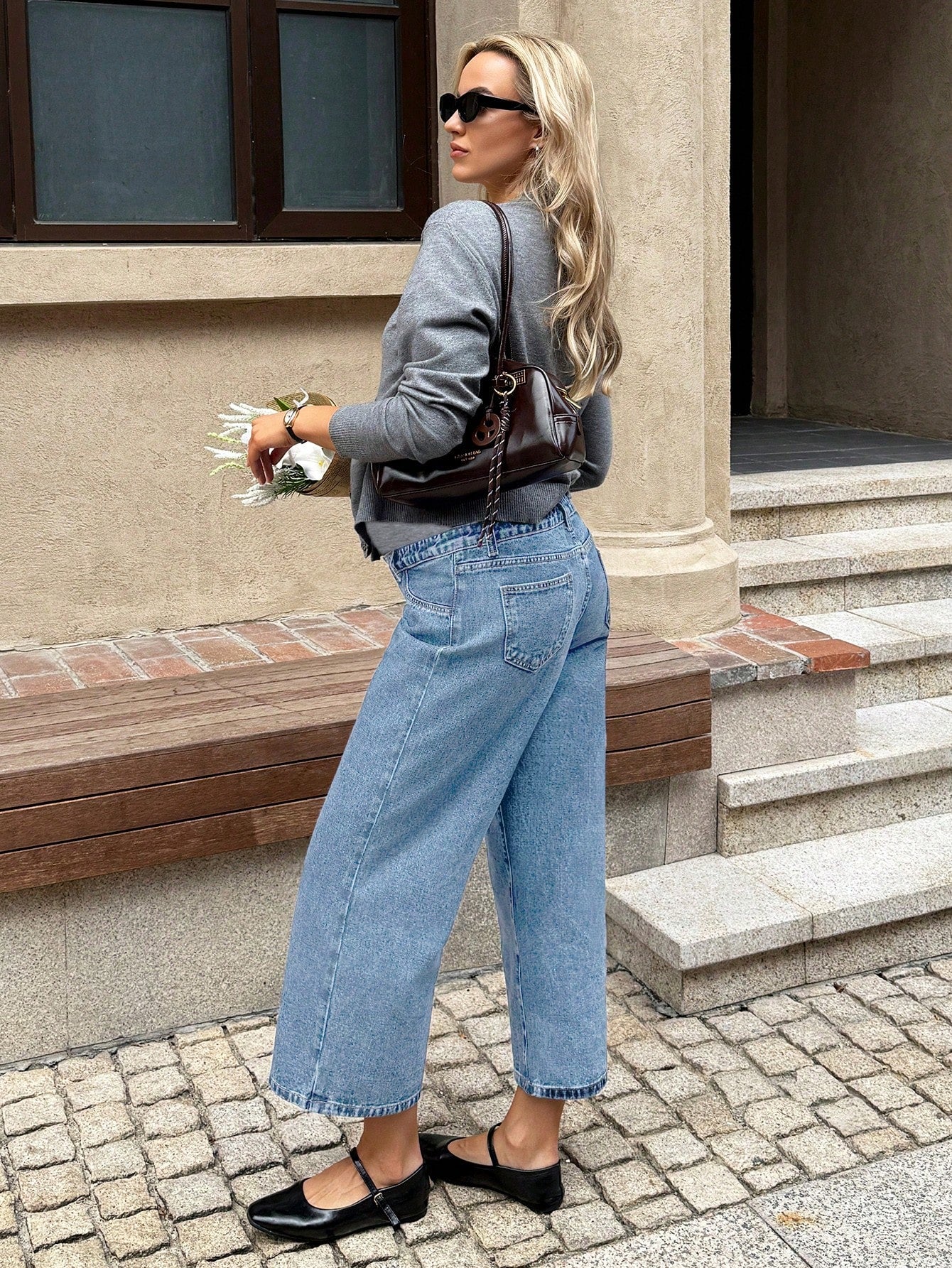 Maternity Casual Elastic Waist Cropped Jeans