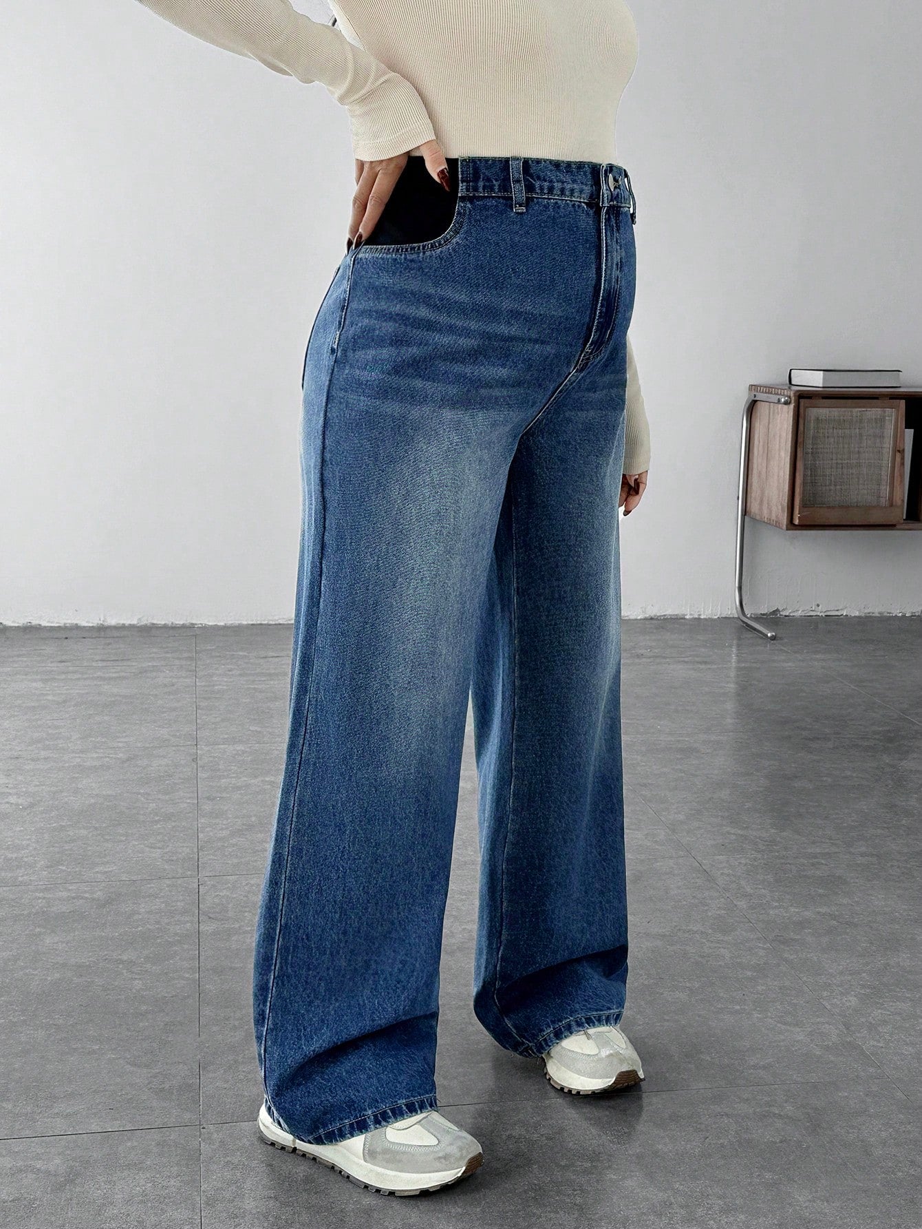 Maternity Casual Loose Flare Leg Blue Jeans Mom Jeans