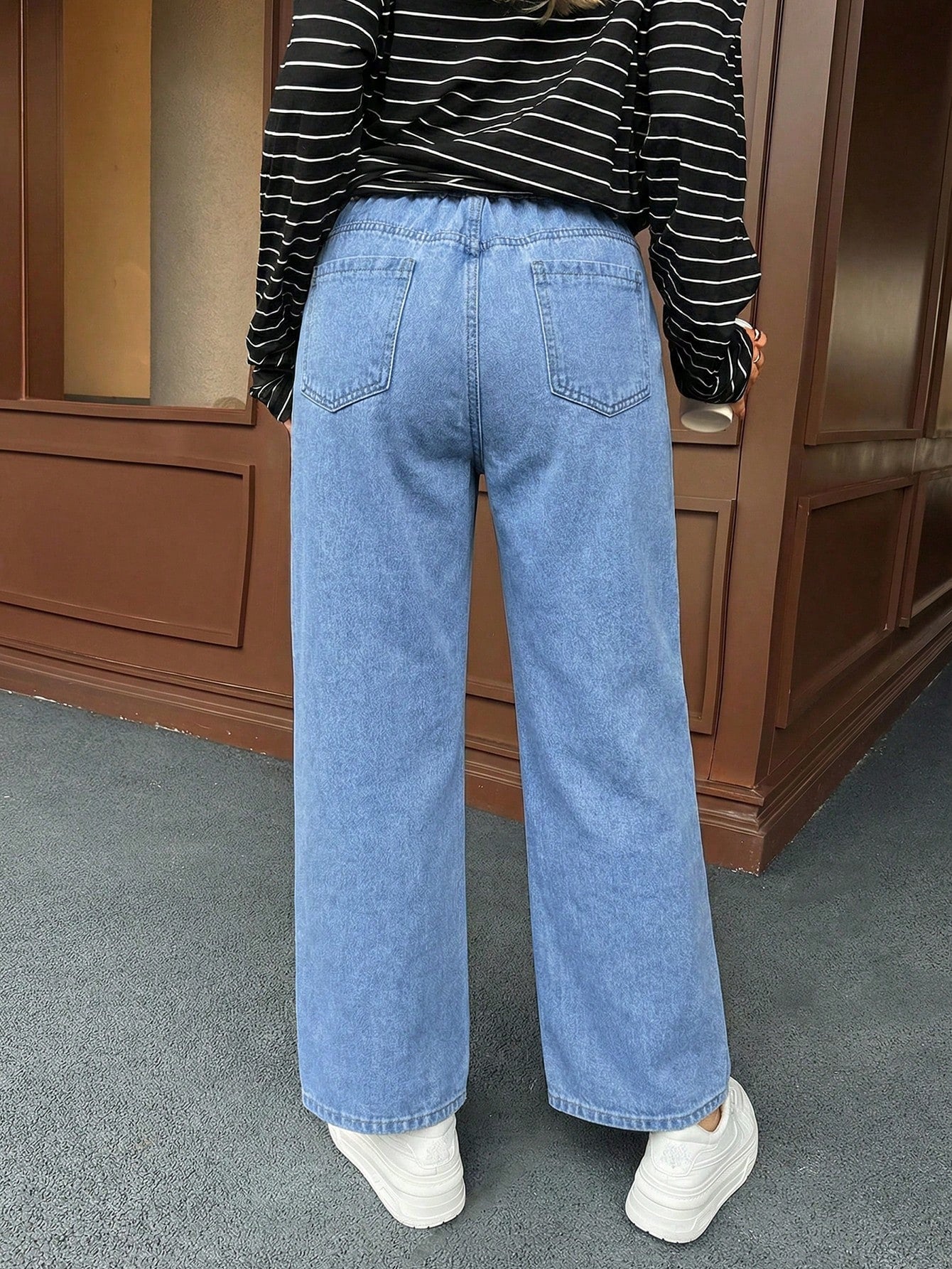Maternity High Waist Casual Versatile Wide Leg Jeans,Light Blue Summer Smart Casual Everyday Comfortable Elastic Waist Loose Fit Denim Pants For Women