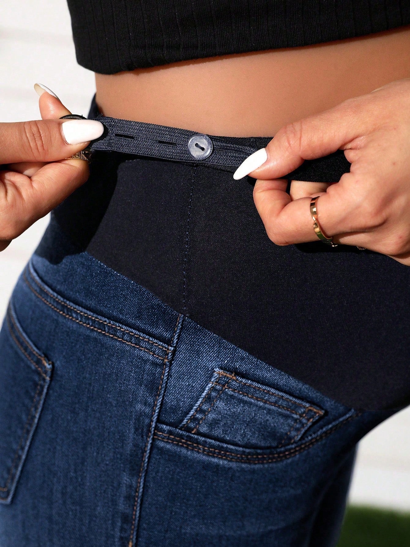 Maternity Solid Color Casual Denim Shorts
