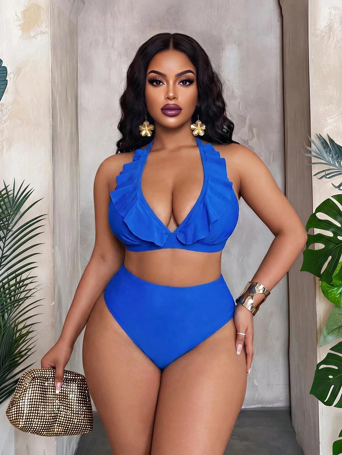 Maweii 3pcs Plus Size Sexy Party Swimsuit Set Vacation Beach