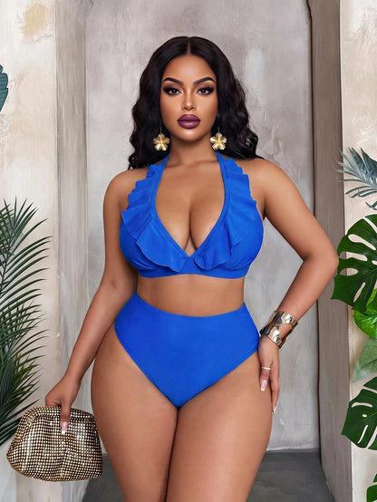 Maweii 3pcs Plus Size Sexy Party Swimsuit Set Vacation Beach