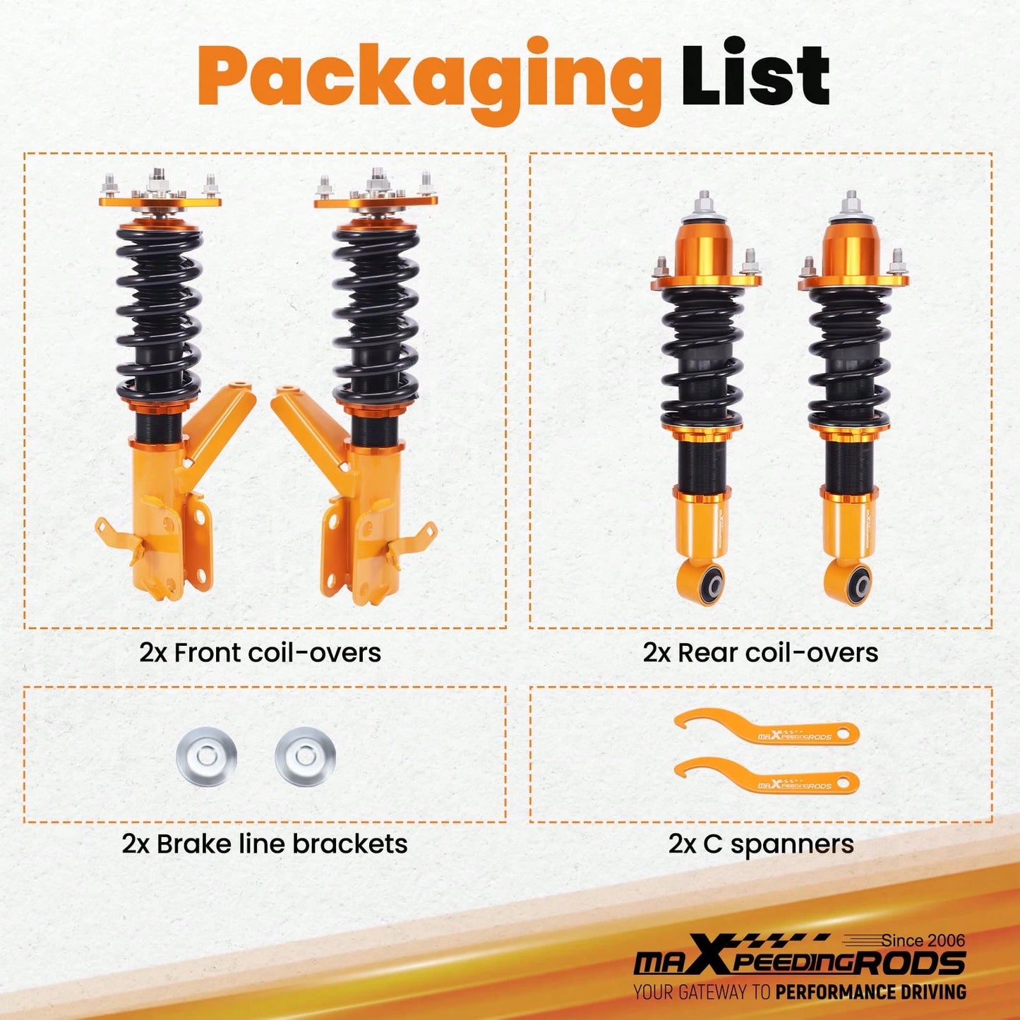 MAXPEEDINGRODS Coilover Spring & Shock Assembly Kit For Hon Da Civic EM2 01-05 Twin-Tube 02-06
