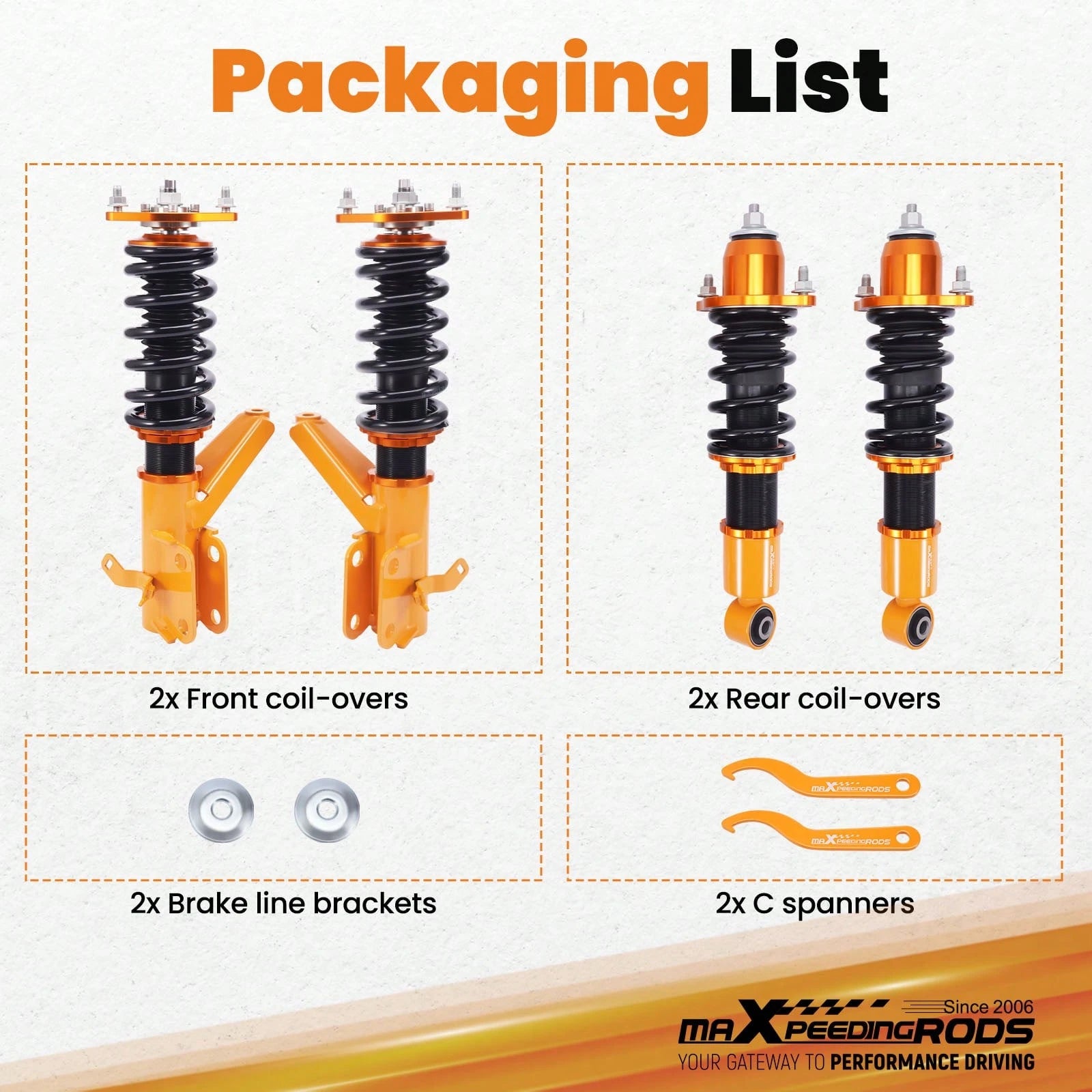 MAXPEEDINGRODS Coilover Spring & Shock Assembly Kit For Hon Da Civic EM2 01-05 Twin-Tube 02-06