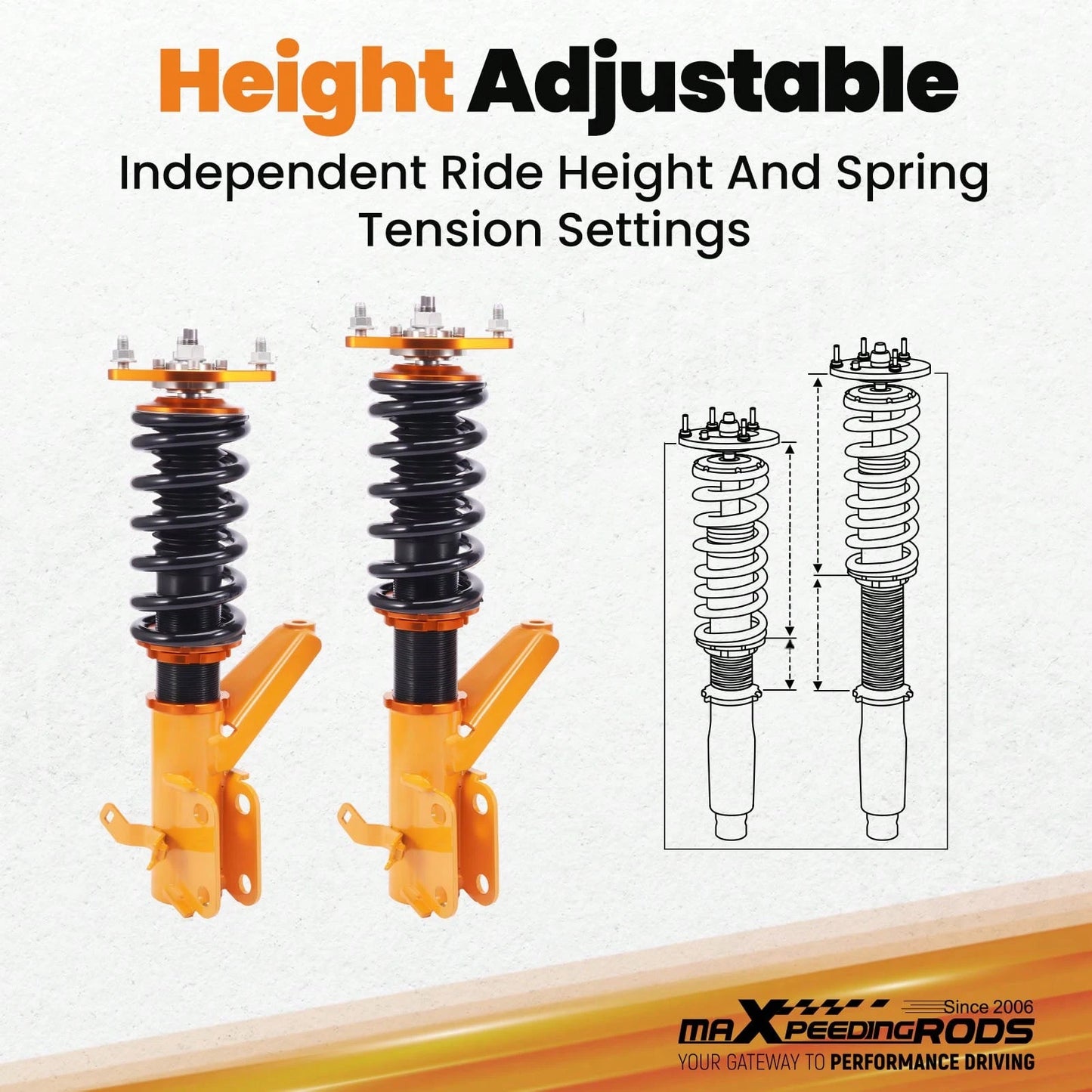 MAXPEEDINGRODS Coilover Spring & Shock Assembly Kit For Hon Da Civic EM2 01-05 Twin-Tube 02-06
