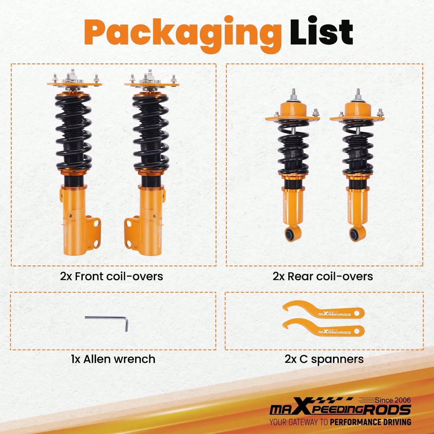 MaXpeedingrods Coilovers 24 Way Damper Suspension Kit For Toyo Ta Corolla 09-19