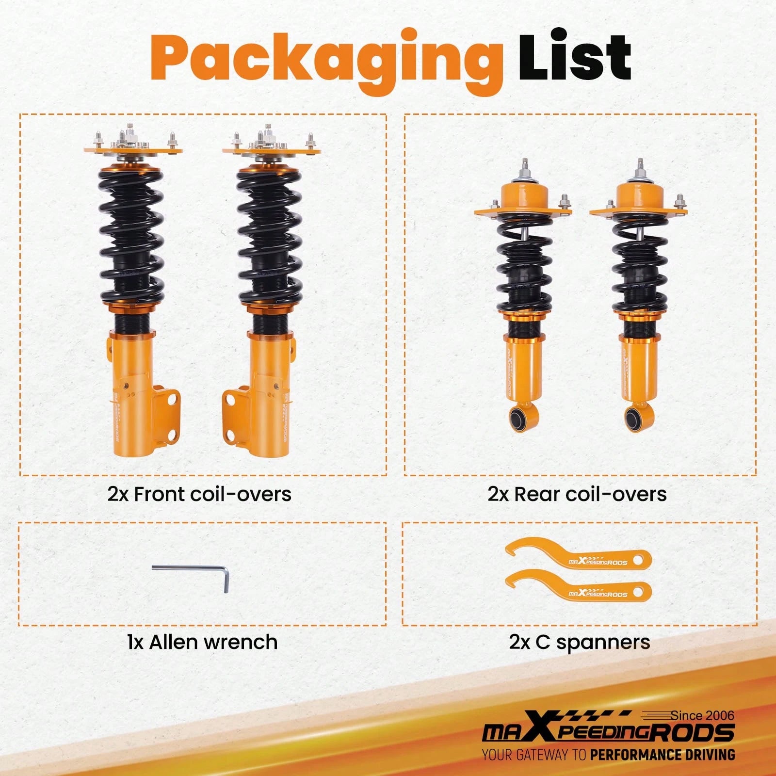 MaXpeedingrods Coilovers 24 Way Damper Suspension Kit For Toyo Ta Corolla 09-19