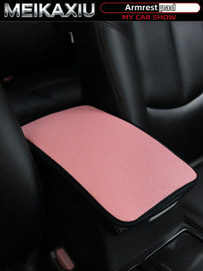 MEIKAXIU 32cm X 19cm PU Leather Star Pattern Car Armrest Pad, Center Console Pad, Car Decor Accessories, For Women