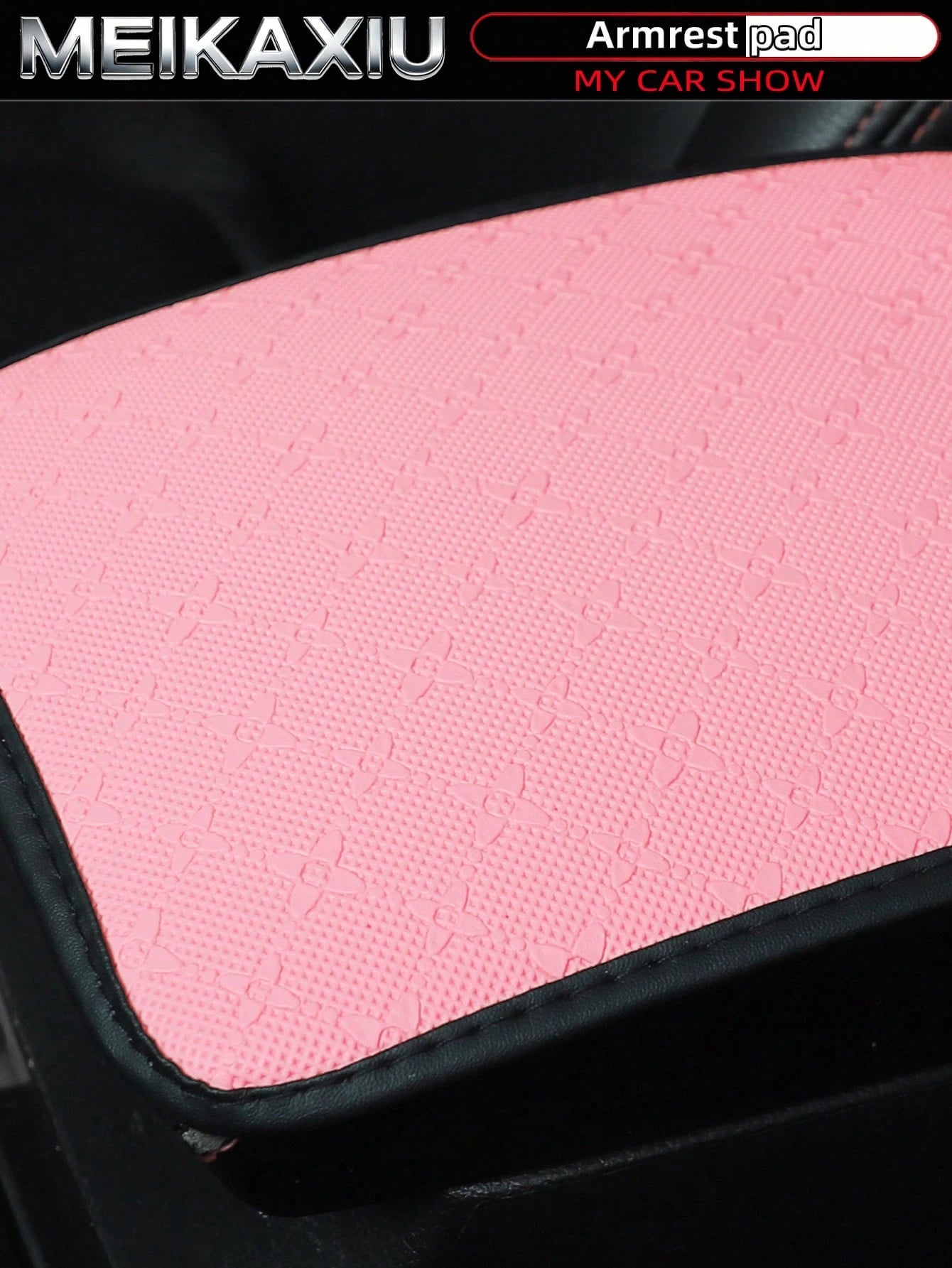 MEIKAXIU 32cm X 19cm PU Leather Star Pattern Car Armrest Pad, Center Console Pad, Car Decor Accessories, For Women