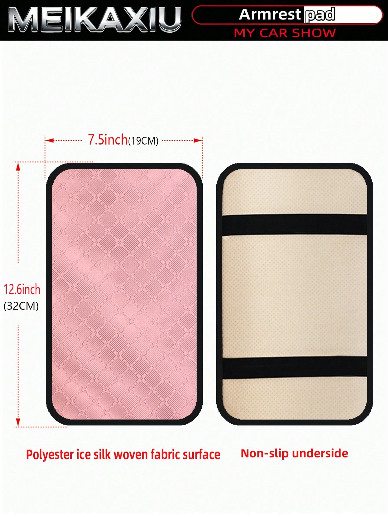 MEIKAXIU 32cm X 19cm PU Leather Star Pattern Car Armrest Pad, Center Console Pad, Car Decor Accessories, For Women