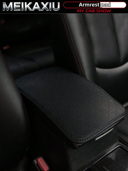 MEIKAXIU 32cm X 19cm PU Leather Star Pattern Car Armrest Pad, Center Console Pad, Car Decor Accessories, For Women