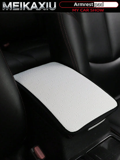 MEIKAXIU 32cm X 19cm PU Leather Star Pattern Car Armrest Pad, Center Console Pad, Car Decor Accessories, For Women