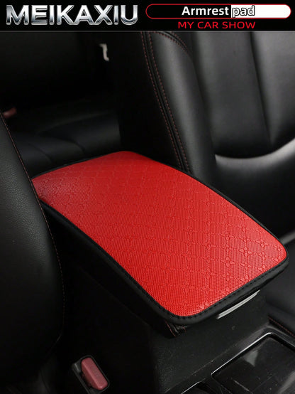 MEIKAXIU 32cm X 19cm PU Leather Star Pattern Car Armrest Pad, Center Console Pad, Car Decor Accessories, For Women