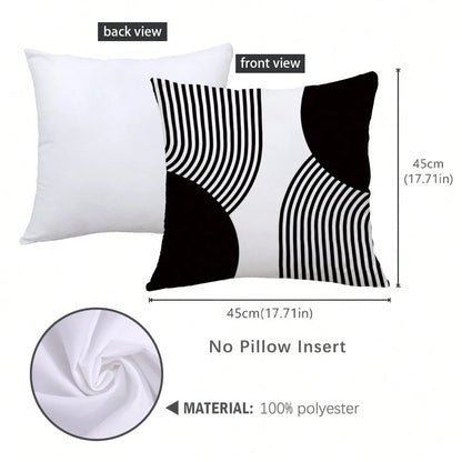 MEMNUN 4pcs Black & White Simple Arched Line Geometric Print Pillow Covers [No Pillow Insert], 17.7*17.7in(45*45cm)/19.69*19.69in(50*50cm)/15.75*15.75in(40*40cm), [Single-Sided Printing] Minimalist Mo