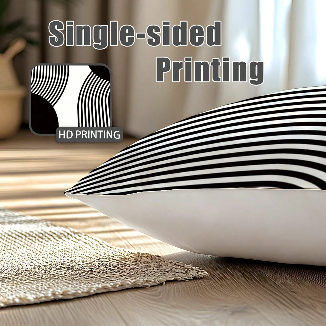MEMNUN 4pcs Black & White Simple Arched Line Geometric Print Pillow Covers [No Pillow Insert], 17.7*17.7in(45*45cm)/19.69*19.69in(50*50cm)/15.75*15.75in(40*40cm), [Single-Sided Printing] Minimalist Mo