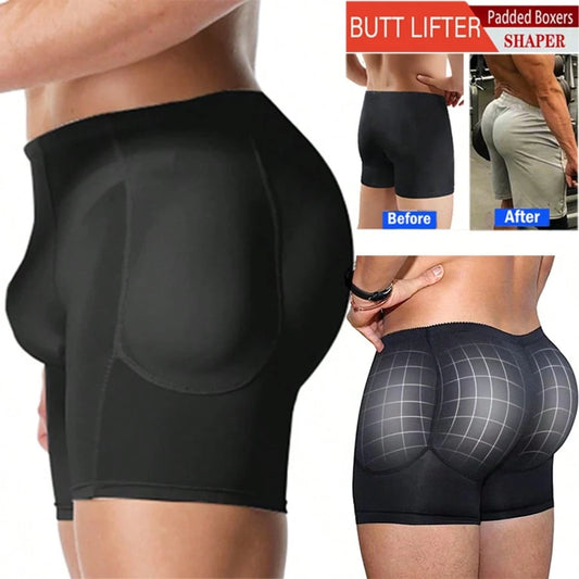 Men Padded Underwear Men Butt Lifter Hip Enhancer Briefs Boxers Shorts Booty Shaper Pants With Removable Padded