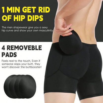 Men Padded Underwear Men Butt Lifter Hip Enhancer Briefs Boxers Shorts Booty Shaper Pants With Removable Padded