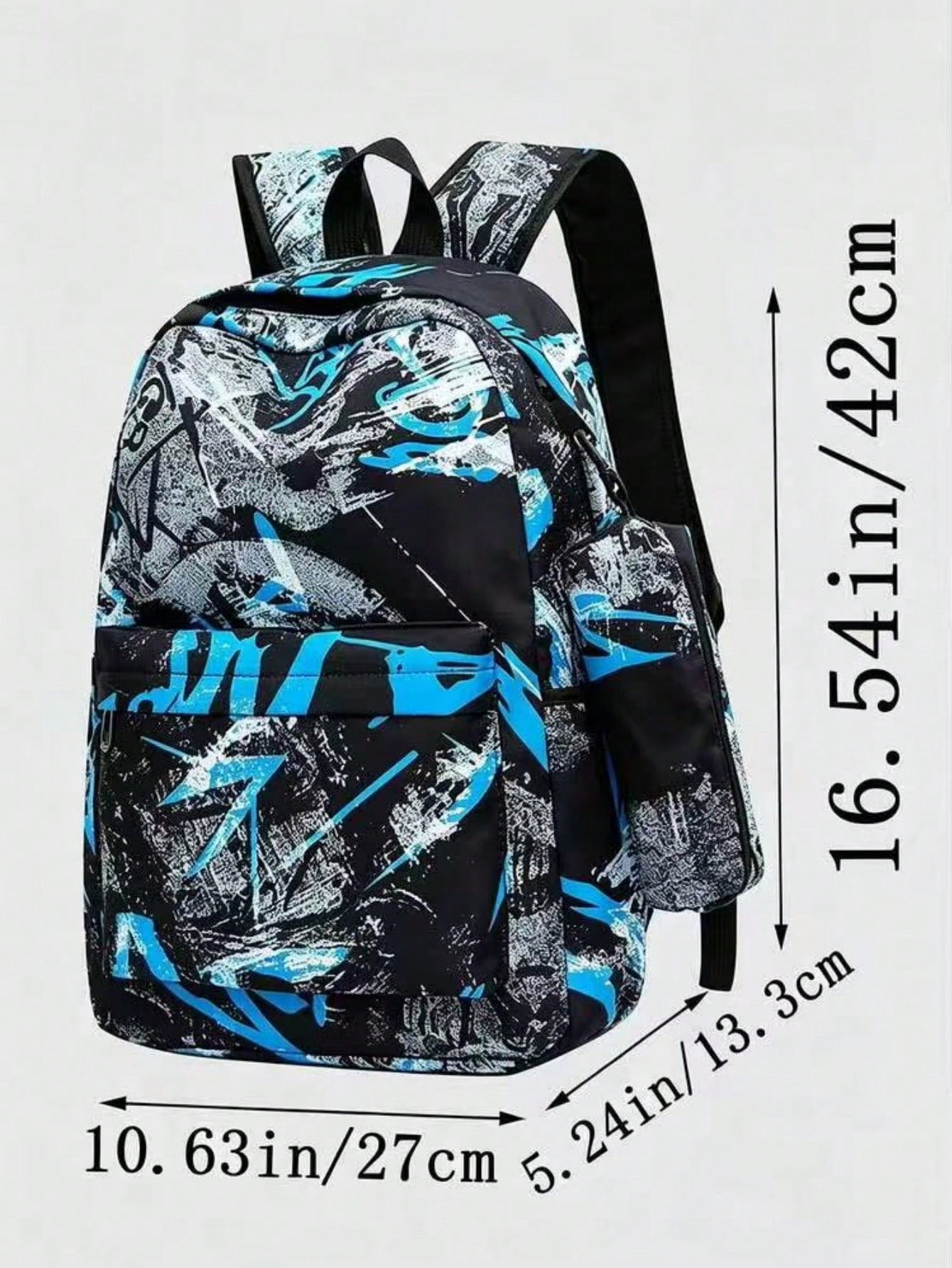 Men's 2-Piece Graffiti Print Nylon Backpack And Crossbody Bag Set, Street Style, Suitable For Teen Boys School (Back To School Backpack)