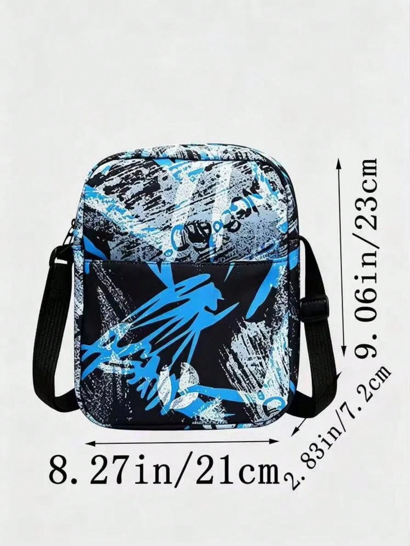 Men's 2-Piece Graffiti Print Nylon Backpack And Crossbody Bag Set, Street Style, Suitable For Teen Boys School (Back To School Backpack)