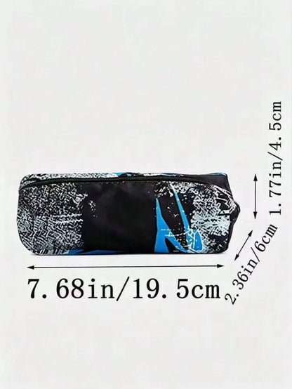 Men's 2-Piece Graffiti Print Nylon Backpack And Crossbody Bag Set, Street Style, Suitable For Teen Boys School (Back To School Backpack)