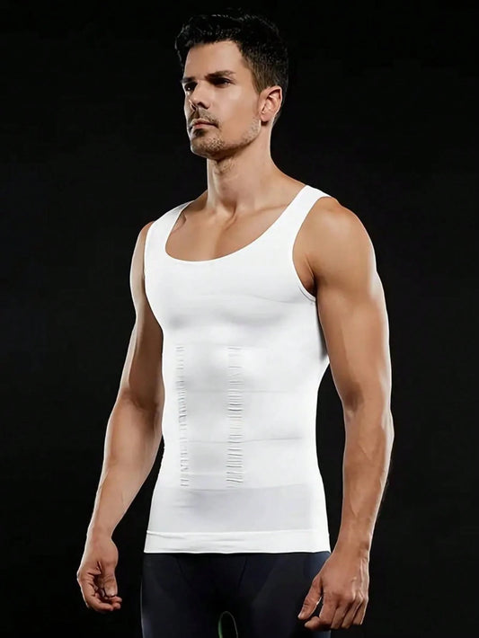 Men's Breathable Body Shaper Vest With Chest Compression & Tummy Control For Fitness And Sports