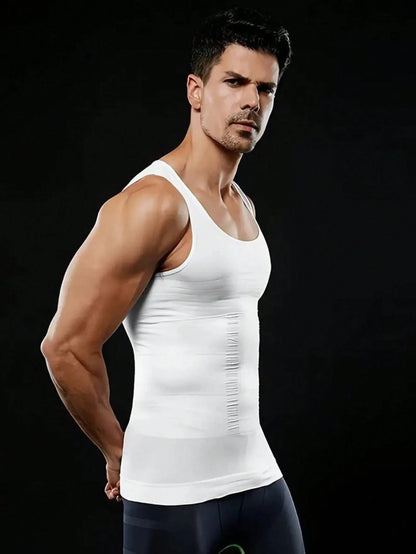 Men's Breathable Body Shaper Vest With Chest Compression & Tummy Control For Fitness And Sports