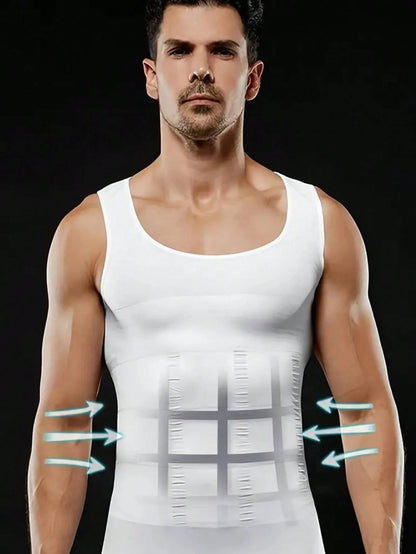Men's Breathable Body Shaper Vest With Chest Compression & Tummy Control For Fitness And Sports