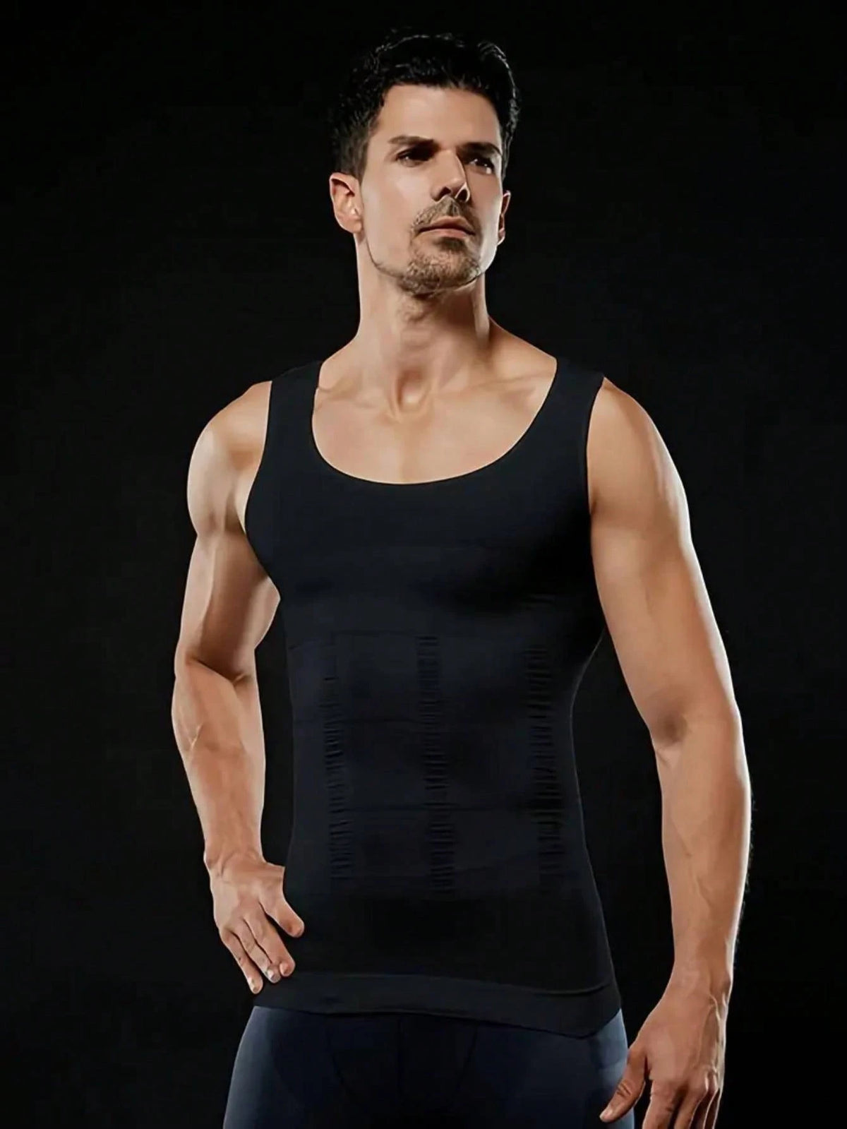 Men's Breathable Body Shaper Vest With Chest Compression & Tummy Control For Fitness And Sports