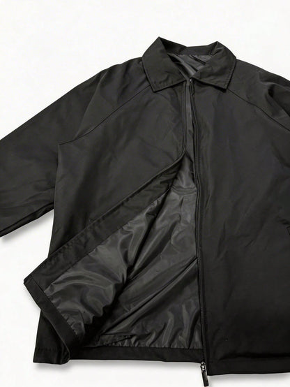 Men's Casual Solid Color Coach Jacket, Fashionable Versatile Collared Lightweight Jacket For Autumn