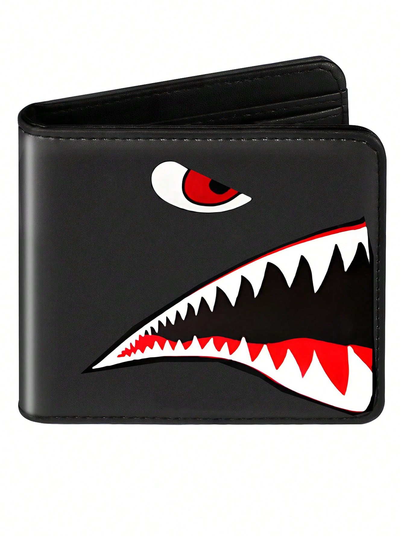 Men's Compact Wallet With Money Clip- Stylish Cartoon Design, Multi-Card Holder & Coin Purse Black