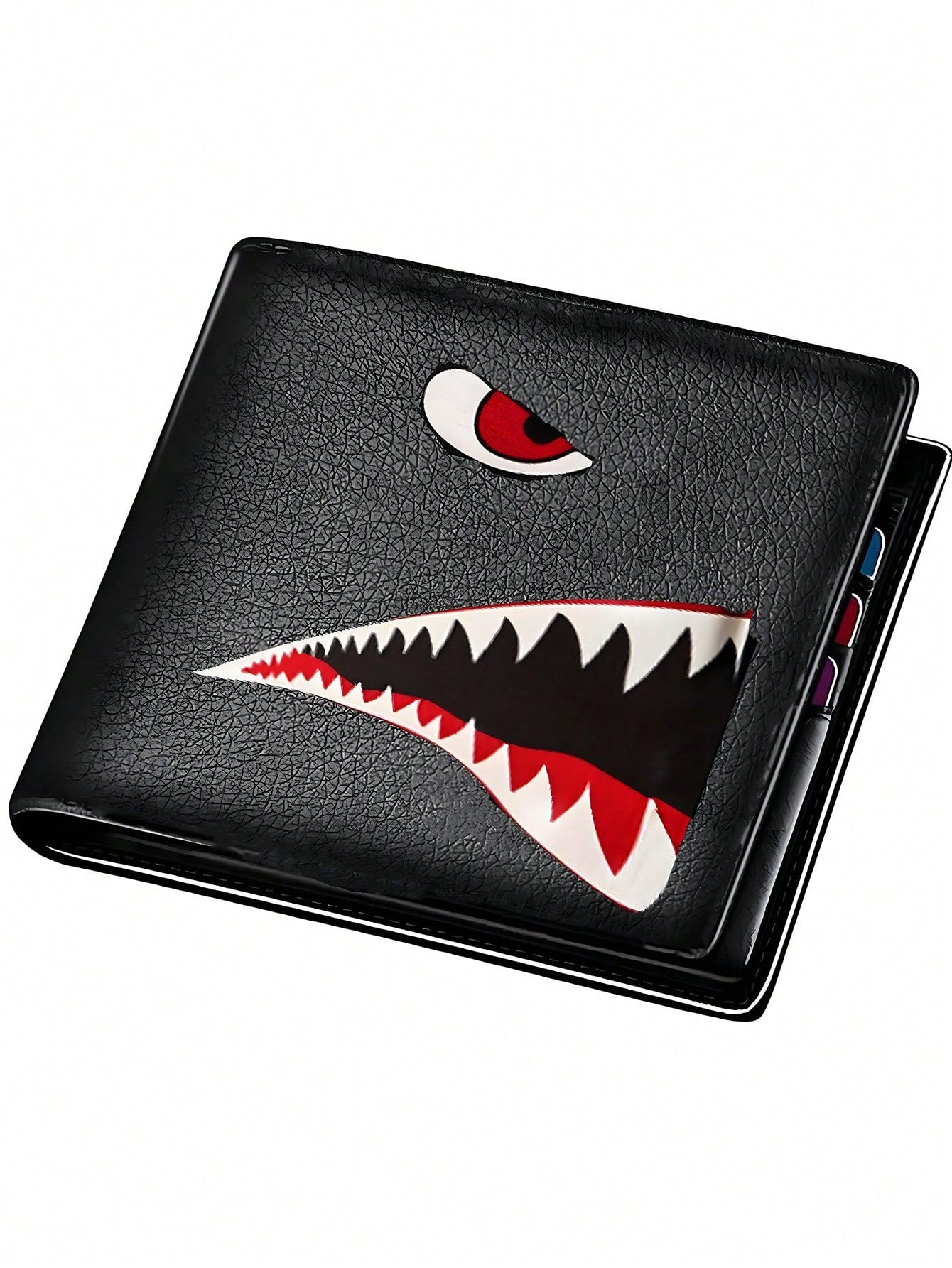 Men's Compact Wallet With Money Clip- Stylish Cartoon Design, Multi-Card Holder & Coin Purse Black