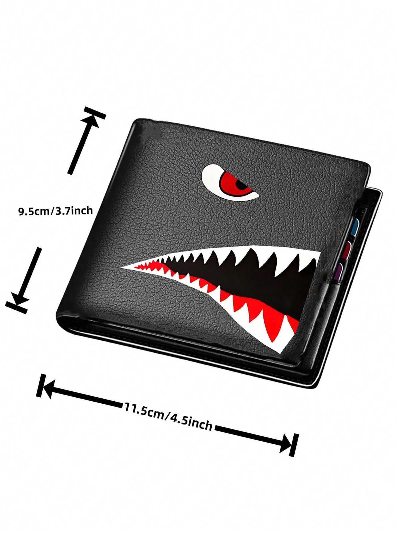 Men's Compact Wallet With Money Clip- Stylish Cartoon Design, Multi-Card Holder & Coin Purse Black