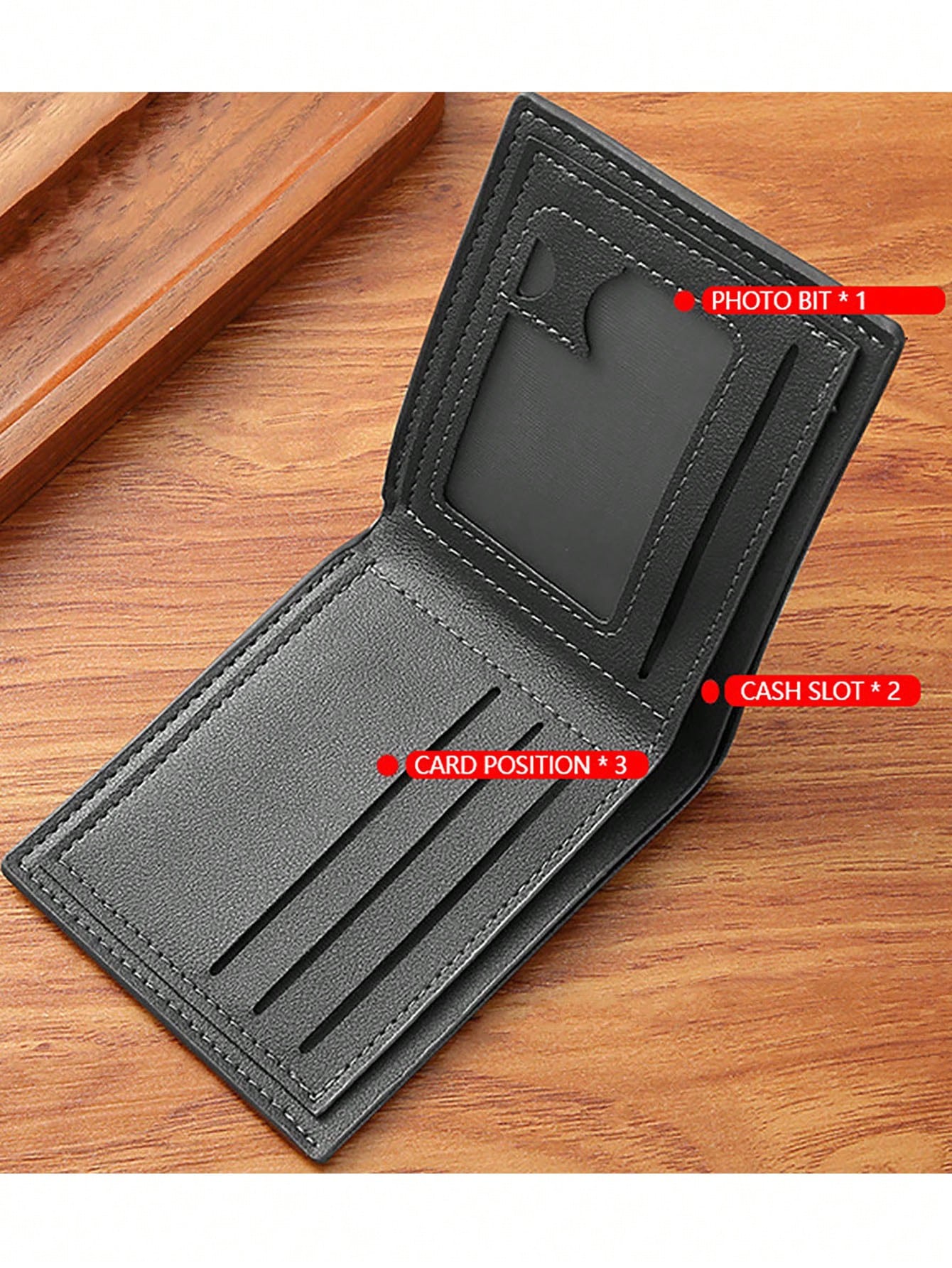 Men's Compact Wallet With Money Clip- Stylish Cartoon Design, Multi-Card Holder & Coin Purse Black