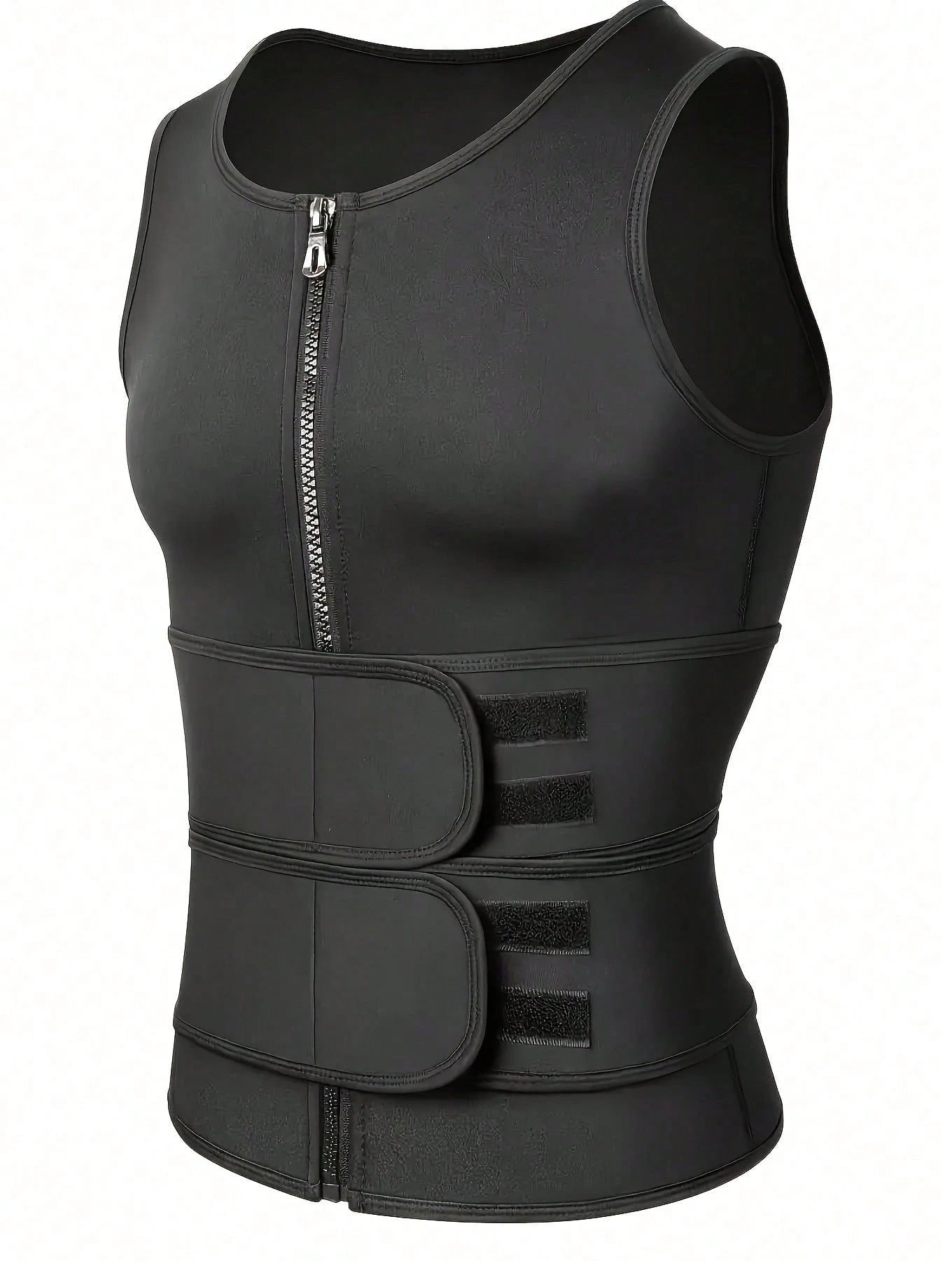 Men's Double Waist Cinch Shapewear Zipper Closure Abdominal And Bust Support Vest Gym Sweat-Proof Body Shaper Sculpting Belly Fat