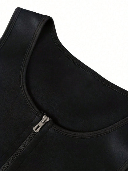 Men's Double Waist Cinch Shapewear Zipper Closure Abdominal And Bust Support Vest Gym Sweat-Proof Body Shaper Sculpting Belly Fat