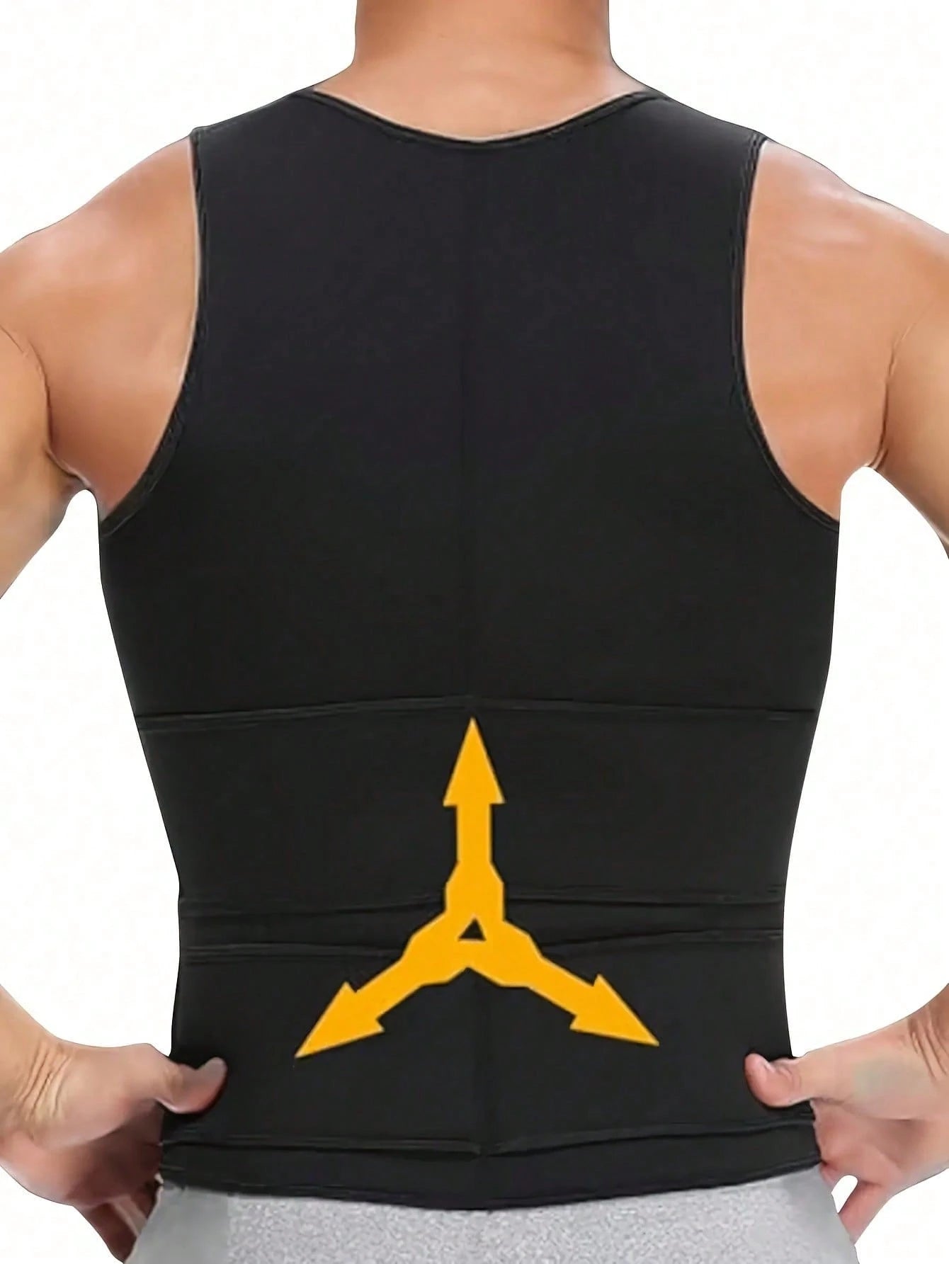 Men's Double Waist Cinch Shapewear Zipper Closure Abdominal And Bust Support Vest Gym Sweat-Proof Body Shaper Sculpting Belly Fat