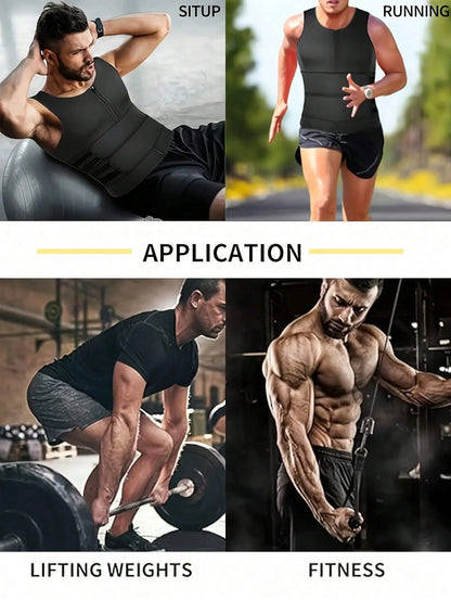Men's Double Waist Cinch Shapewear Zipper Closure Abdominal And Bust Support Vest Gym Sweat-Proof Body Shaper Sculpting Belly Fat