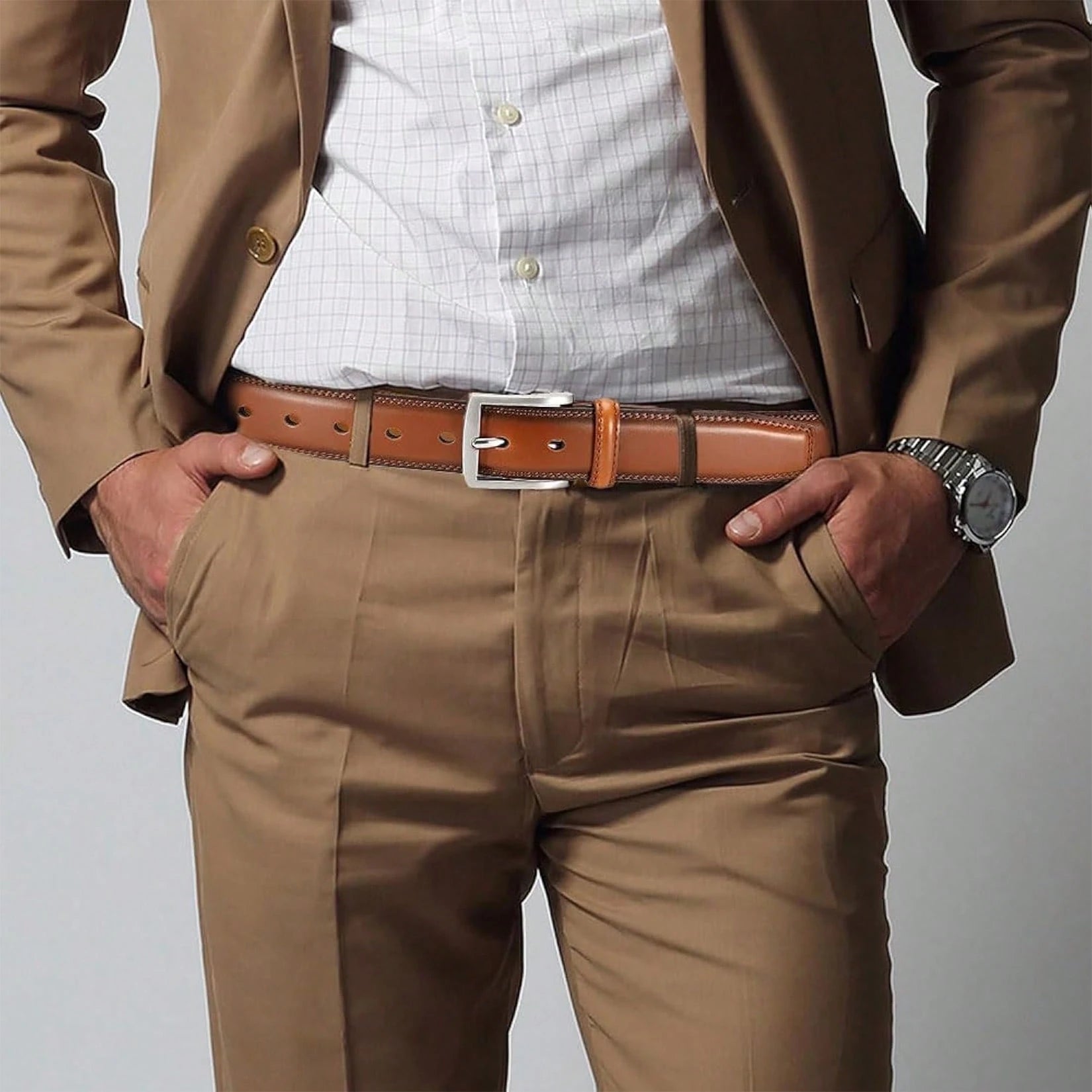 Men's Genuine Leather Dress Belts,Handmade,Adjustable,Durable,Suitable For Work, Business, And Leisure,With A Gift Box