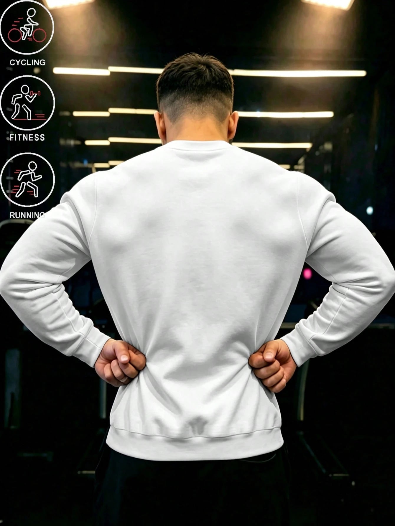 Men's Gym Warriors Graphic Crew Neck Sweatshirt, Loose Fit Pullover, Suitable For Weightlifting, Running, Cycling, Fitness Training And Outdoor Sports Daily Wear