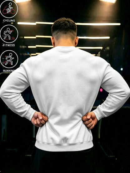 Men's Gym Warriors Graphic Crew Neck Sweatshirt, Loose Fit Pullover, Suitable For Weightlifting, Running, Cycling, Fitness Training And Outdoor Sports Daily Wear