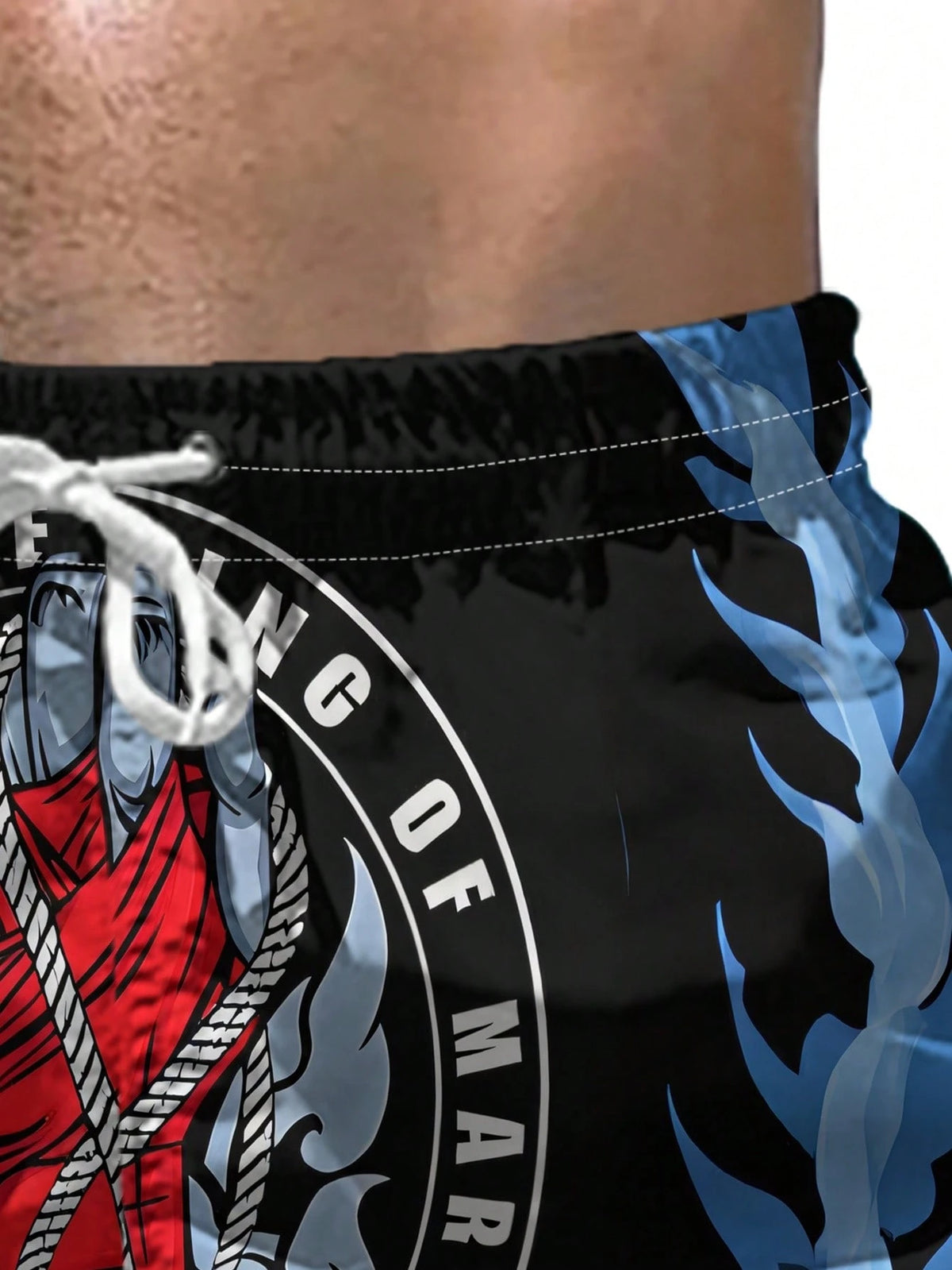 Men's Muay Thai Print Beach Shorts, Polyester Quick-Dry Sports Shorts, Summer Vacation Surfing Casual Pants, Daily Casual Wear